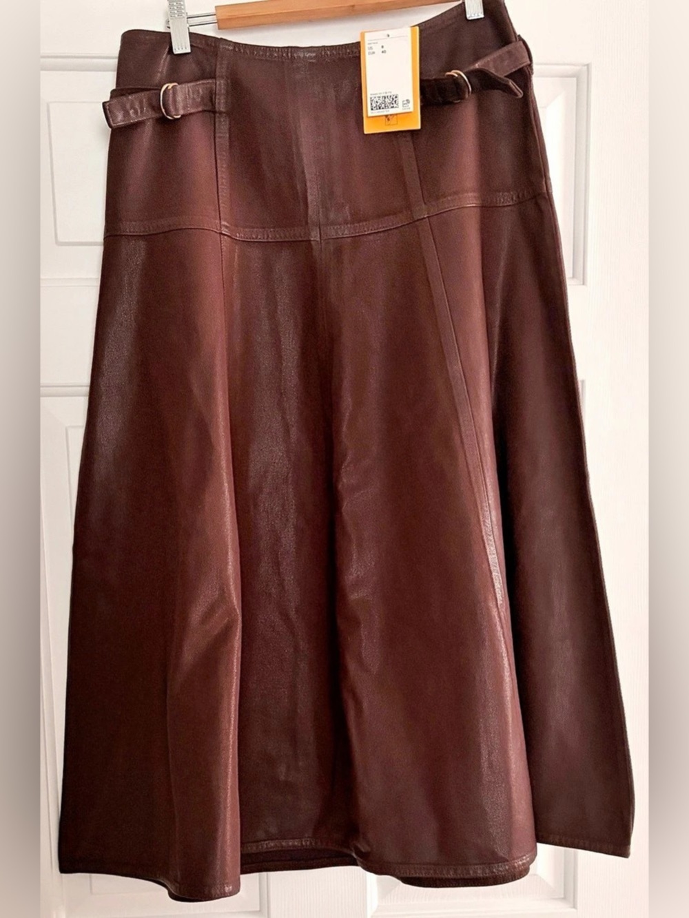 H&M Brown A-Line Midi Skirt Size 8 NWT